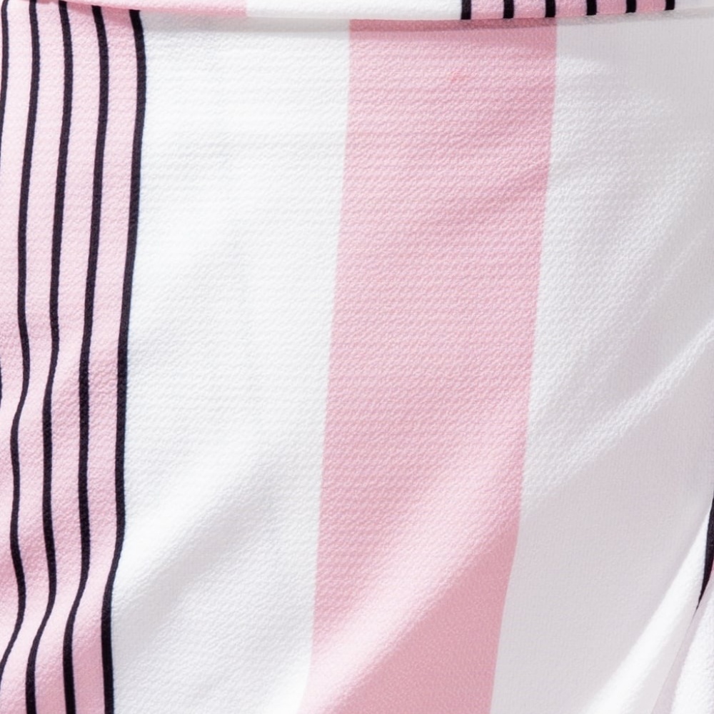 Striped Wrap Mini Dress With Frill Detail - Picture 7 of 8